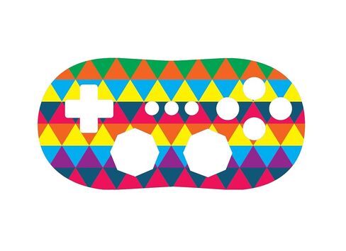 Geometric Colorful Triangles orange pink blue Vinyl Decal Sticker Skin by Debbie's Designs for Wii Classic Controller in Saudi Arabia