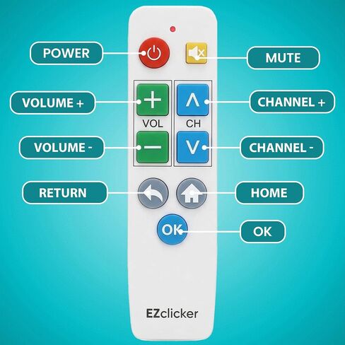 Big Button Universal TV Remote for Seniors, Simple Easy to Use, Dementia Products for Elderly, Works with Major TV Brands, NOT for Streaming (2xAAA Batteries Not Included) (White) in Kuwait