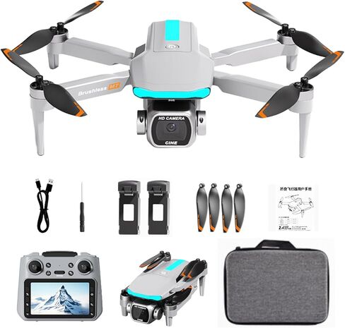 Drone with HD Camera for Adults, RC Drone with FPV Screen on Controller, Gesture Selfie, Altitude Hold, One Key Start, 3D Flips, Headless Mode, Optical Flow Positioning Foldable Drones Under 250g Lightweight RC Quadcopter Gifts for Teens Beginners Outdoor in Kuwait