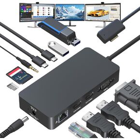Surface Docking Station, 12-in-1 Surface Dock Triple Display with 2 HDMI +VGA for Surface Pro 13/11/10/9/8/X/7/6/5/4/3, Surface Laptop 7/6/5/4/3/2/1, Surface Go & Book in Kuwait