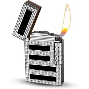 Refillable Butane Lighter, Classic Soft Flame Metal Design, Angled Flame Output, Flint Wheel Ignition, Side Slide Operation, Gift Box Included (Fuel Not Included),Rose Gold in Kuwait