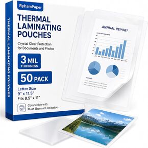 RyhamPaper Thermal Laminating Pouches, Laminating Sheets 9 x 11.5 Inches Letter Size 3 mil, 100 Pack Laminator Sheets for Sealed Document, Cards, Clear Laminated Finish, Round Corner, Waterproof in Kuwait