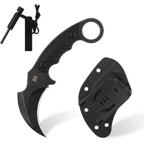 Karambit Knife, Karambit Fixed Blade, Claw Knife, 420HC Steel Blade, G10 Handle, Utility for Outdoor Survival, Camping, Hiking With Kydex Sheath in Kuwait