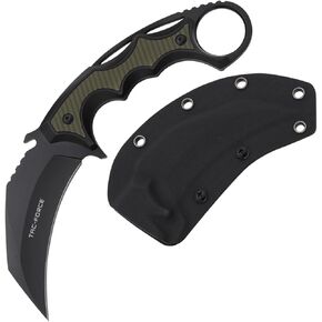 Tac-Force Fixed Blade Knife, 8.5" Overall, 3.5" Hawkbill Blade, Full Tang, G10 & Anodized Aluminum Handle, ABS Sheath with Belt Clip, Black (Silver & Black) in Saudi Arabia