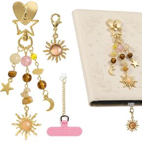 cioatu Sun and Moon Charm Chains Set for E-Reader, Colorful Beaded Strap with Type-C Plug, Y2K Aesthetic for Kindle Phone Charm Keychain, Gift for Kindle Phone Handbag E-Reader in Saudi Arabia