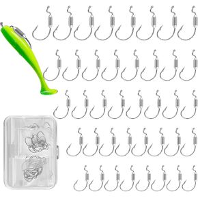 40pcs Weighted Swimbait Hooks Set with Box, EWG Fishing Soft Lures Hook in Kuwait