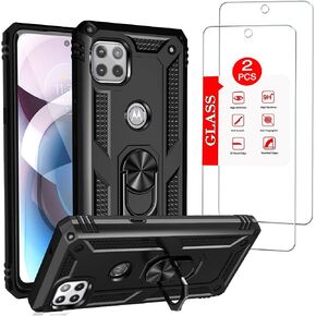 for Motorola Moto One 5G Ace Case with [2 Pack] Tempered Glass Screen Protector, for Moto One 5G UW Ace [Military-Grade] Heavy Duty Protective,with Magnetic Kickstand Case in Kuwait