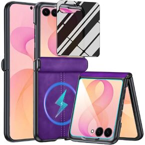 for Samsung Galaxy Z Flip 8 Stylish Leather Case with Built-in Privacy Screen Protector＆Hinge Protection,Slim Thin Shockproof Protective Cover for Galaxy Z Flip 8,Green in Kuwait