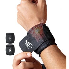 HiRui 2 Pack Wrist Compression Straps – Dual‑Layer Wrist Brace for Pain Relief & Support, Tendonitis, Carpal Tunnel, Arthritis – Adjustable Wrist Wraps for Fitness, Workouts & Everyday Use (Black) in Kuwait