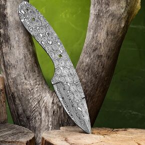 Damascus Steel RainDrop Hunting knife Blank, Tactical, Survival, Camping, Outdoor, DIY, Knife Making kit, Skinner knife Blank Blade in Kuwait