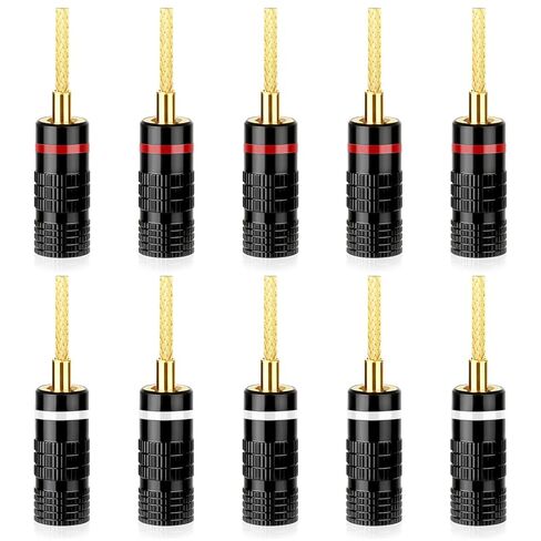HiFi Flex Pin Banana Plugs, 2mm pin Banana connectors/Plugs, for Spring-Loaded Inputs/Speaker Terminals, (5 Pairs/10 Pcs) in Kuwait