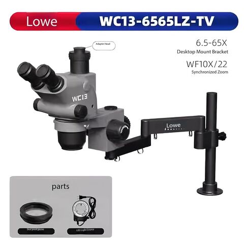LUOWEI WCI3-6565LZ-TV Trinocular Microscope, 6.5X-65X LED Ring in Kuwait