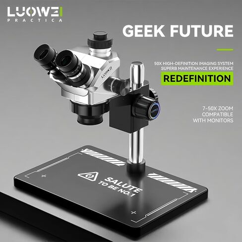 LUOWEI HDLW-TR01-B3TV Trinocular Microscope, 7-50X, LED Light in Kuwait