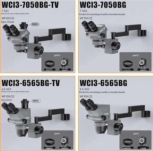 LUOWEI WCI3-7050BG-TV Trinocular Microscope, 7X-50X Gooseneck in Kuwait