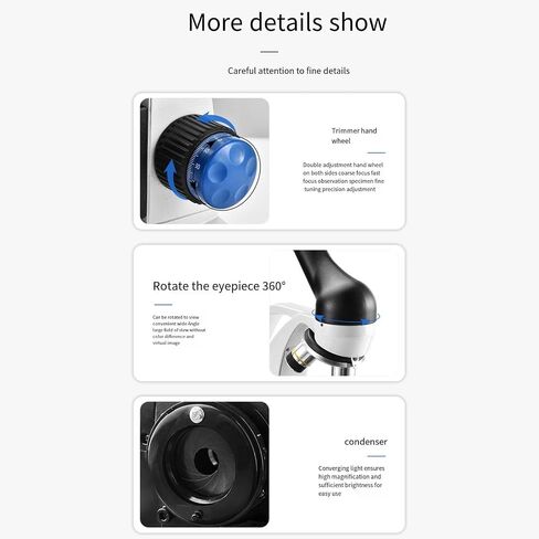 Monocular Biological Microscope, 40X-640X Magnification, Wf10X and Wf16X Eyepieces, Stage with Micro-Marker Moving Calipers in Kuwait
