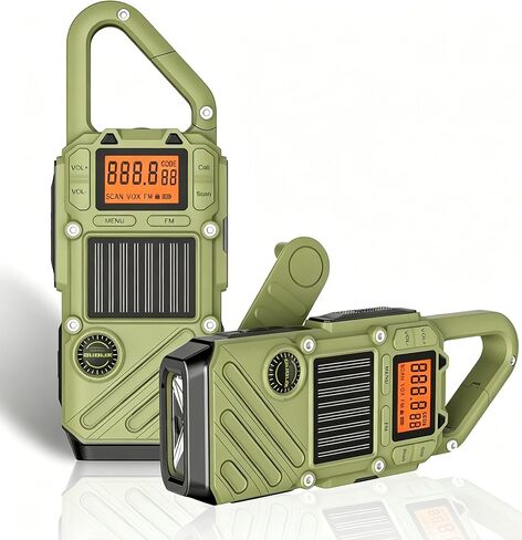 Walkie Talkies Long Range for Adults, Emergency Heavy Duty 2 Way Radio with FM, SOS, NOAA Weather Alerts, Flashlight, Solar Hand Crank USB-C Rechargeable, Portable for Camping Hiking Family in Kuwait