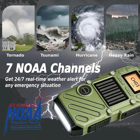 Walkie Talkies Long Range for Adults, Emergency Heavy Duty 2 Way Radio with FM, SOS, NOAA Weather Alerts, Flashlight, Solar Hand Crank USB-C Rechargeable, Portable for Camping Hiking Family in Kuwait