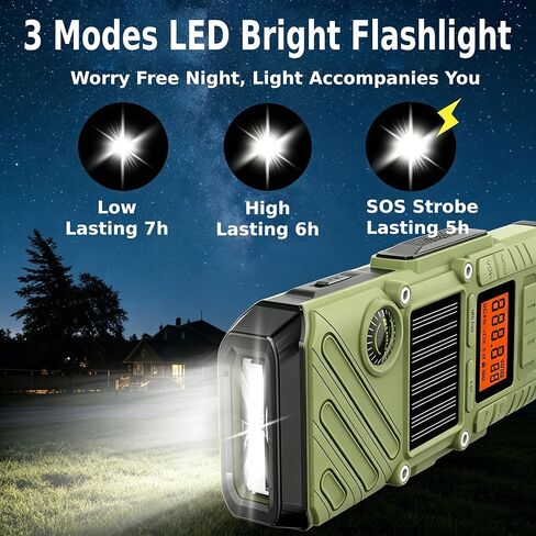 Walkie Talkies Long Range for Adults, Emergency Heavy Duty 2 Way Radio with FM, SOS, NOAA Weather Alerts, Flashlight, Solar Hand Crank USB-C Rechargeable, Portable for Camping Hiking Family in Kuwait