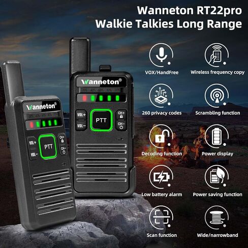 RT22pro walkie talkies Wireless Frequency Copy Rechargeable Walkie Talkies for Adults,walkie talkies 4 Pack Long Range with VOX, Scrambling, decoding, Battery Display, scanning. in Kuwait