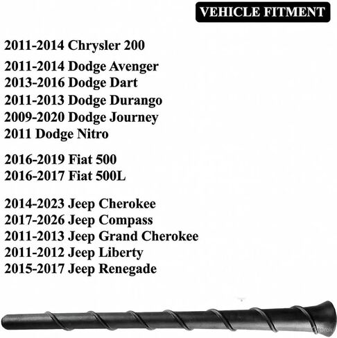 8 Inch Antenna for Dodge Avenger Dart Durango Journey | Jeep Cherokee Compass Grand Cherokee Liberty Renegade | Chrysler 200 | Fiat 500 500L - Part Number 5091100AA | 68297936AA | 5091100AB in Kuwait