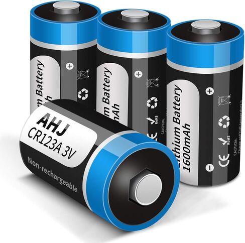 AHJ CR123A 3V Lithium Battery, 4 Pack 1600mAh CR123 CR17345 Battery with 10-Year Shelf Life UL Certification for Flashlight Alarm System etc, Non-Rechargeable, NOT for Arlo in Kuwait