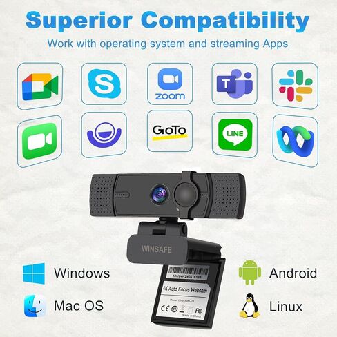 4K Webcam,PDAF AutoFocus,Dual Noise-Canceling Microphones,70° FOV, in Kuwait