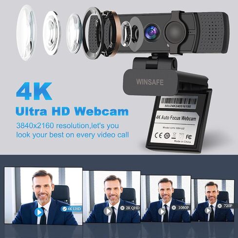 4K Webcam,PDAF AutoFocus,Dual Noise-Canceling Microphones,70° FOV, in Kuwait