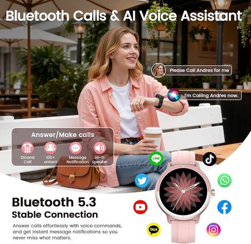 Smart Watch for Women with Bluetooth Calls & AI Voice Assistant (Pink) in Kuwait