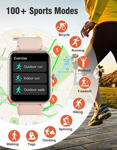 Fitness Tracker Fitness Watches for Women Men (Make/Answer Calls), 1.85" Smart Watch for iPhone/Android Phones, Heart Rate/Sleep Monitor Steps Tracker Watch Pedometer IP68 Waterproof (Pink/gold) in Kuwait