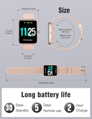 Fitness Tracker Fitness Watches for Women Men (Make/Answer Calls), 1.85" Smart Watch for iPhone/Android Phones, Heart Rate/Sleep Monitor Steps Tracker Watch Pedometer IP68 Waterproof (Pink/gold) in Kuwait