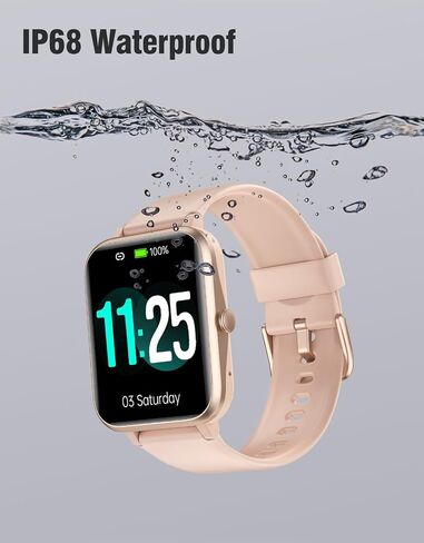 Fitness Tracker Fitness Watches for Women Men (Make/Answer Calls), 1.85" Smart Watch for iPhone/Android Phones, Heart Rate/Sleep Monitor Steps Tracker Watch Pedometer IP68 Waterproof (Pink/gold) in Kuwait