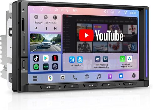 ATOTOZONE S8 Gen4 7" Android Double DIN Car Stereo with 4G LTE, Wireless CarPlay & Android Auto, QLED Touchscreen, DSP 4V Pre-Outs, Optical Out, HDMI in/Out, GPS Tracker, LED Sync Bar, S84G2D7PB in Kuwait