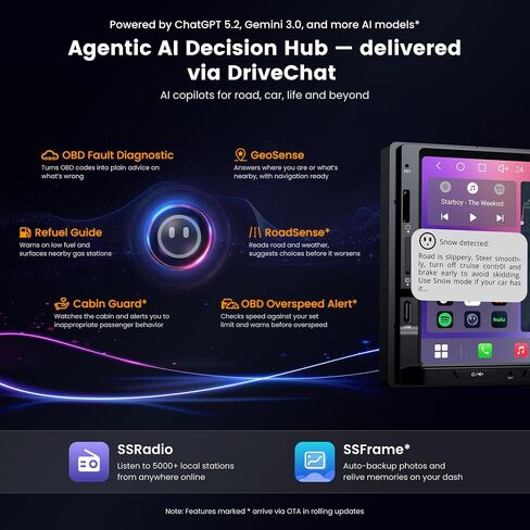 ATOTOZONE S8 Gen4 7" Android Double DIN Car Stereo with 4G LTE, Wireless CarPlay & Android Auto, QLED Touchscreen, DSP 4V Pre-Outs, Optical Out, HDMI in/Out, GPS Tracker, LED Sync Bar, S84G2D7PB in Kuwait