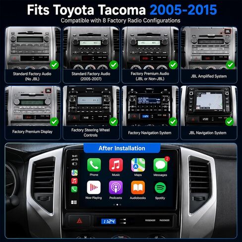 Car Stereo Radio for Toyota Tacoma 2005-2015, Wireless CarPlay in Kuwait