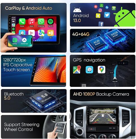 Car Stereo Radio for Toyota Tacoma 2005-2015, Wireless CarPlay in Kuwait