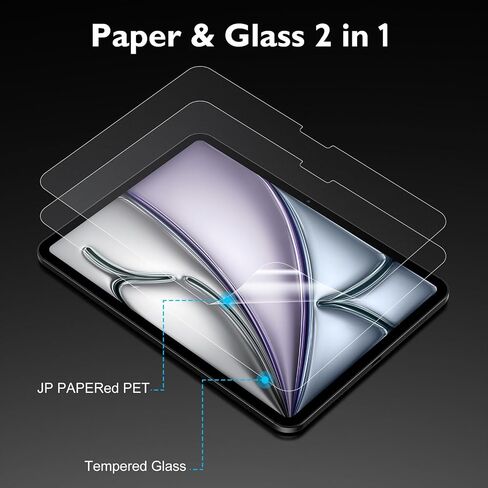 Esanik 2 Pack Like Paper Glass Screen Protector for iPad Air 13 Inch M4/M3/M2 (2026/2025/2024) 9H Tempered Glass Film with Alignment Frame, Writing Like on Paper, Apple Pencil Compatible in Kuwait