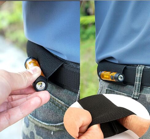 Tactical Belt Flashlight Holder Wide Elastic Loop Mount Sleeve Wraps Organizer for Military Work Belt Combat Gear Utility Nylon Belt EDC Multitool Tactical Pen Tactical Flashlights Pocket Knife in Kuwait