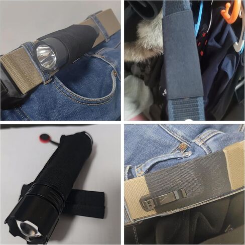 Tactical Belt Flashlight Holder Wide Elastic Loop Mount Sleeve Wraps Organizer for Military Work Belt Combat Gear Utility Nylon Belt EDC Multitool Tactical Pen Tactical Flashlights Pocket Knife in Kuwait