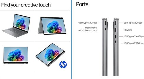HP OmniBook X Flip 2-in-1 Laptop 14" WUXGA IPS Touchscreen 8-Core AMD Ryzen AI 7 350 24GB LPDDR5 1TB SSD AMD Radeon 860M Graphics Wi-Fi 6E Backlit Keyboard Win11 Home W/Mouse in Kuwait
