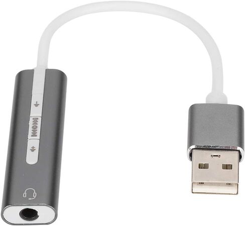 USB Sound Card Audio Adapter External Audio Card 7.1 Stereo USB to 3.5mm Microphone Adapter Noise Reduction Aluminium Alloy with Line Control for All Computer Systems in Kuwait