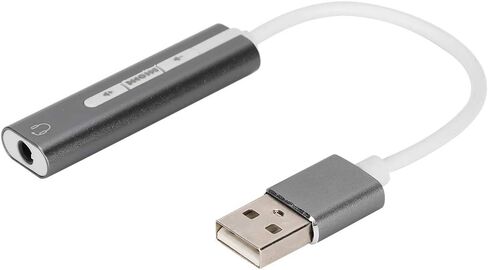 USB Sound Card Audio Adapter External Audio Card 7.1 Stereo USB to 3.5mm Microphone Adapter Noise Reduction Aluminium Alloy with Line Control for All Computer Systems in Kuwait