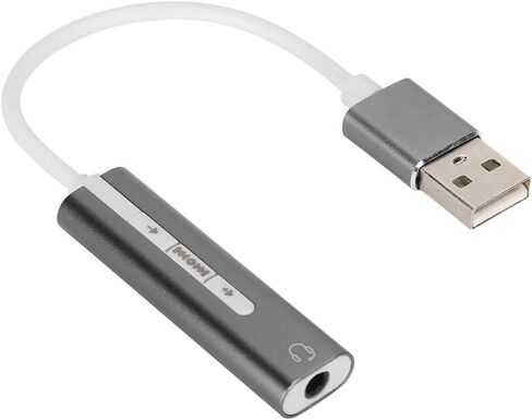 USB Sound Card Audio Adapter External Audio Card 7.1 Stereo USB to 3.5mm Microphone Adapter Noise Reduction Aluminium Alloy with Line Control for All Computer Systems in Kuwait