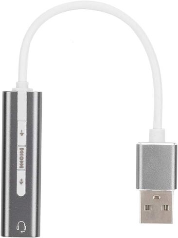 USB Sound Card Audio Adapter External Audio Card 7.1 Stereo USB to 3.5mm Microphone Adapter Noise Reduction Aluminium Alloy with Line Control for All Computer Systems in Kuwait
