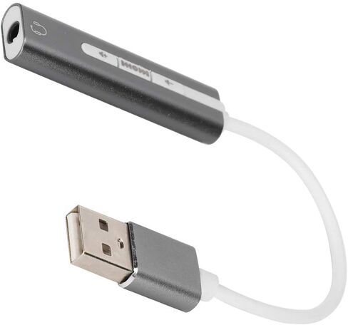 USB Sound Card Audio Adapter External Audio Card 7.1 Stereo USB to 3.5mm Microphone Adapter Noise Reduction Aluminium Alloy with Line Control for All Computer Systems in Kuwait