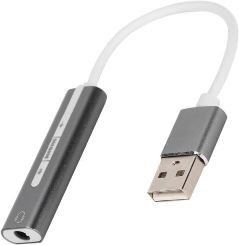 USB Sound Card Audio Adapter External Audio Card 7.1 Stereo USB to 3.5mm Microphone Adapter Noise Reduction Aluminium Alloy with Line Control for All Computer Systems in Kuwait