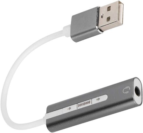 USB Sound Card Audio Adapter External Audio Card 7.1 Stereo USB to 3.5mm Microphone Adapter Noise Reduction Aluminium Alloy with Line Control for All Computer Systems in Kuwait