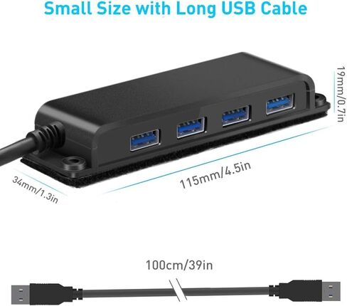 USB 3.0 4-Port Hub, Mountable USB Splitter with 3.3FT Cable in Kuwait