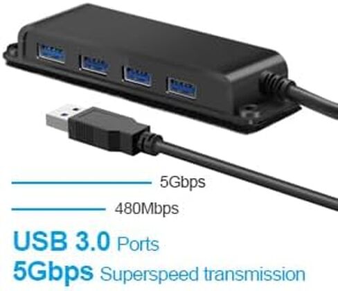 USB 3.0 4-Port Hub, Mountable USB Splitter with 3.3FT Cable in Kuwait
