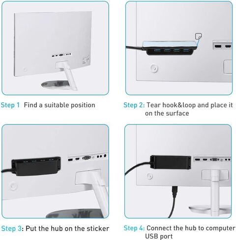 USB 3.0 4-Port Hub, Mountable USB Splitter with 3.3FT Cable in Kuwait