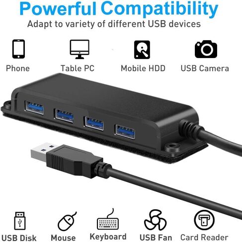 USB 3.0 4-Port Hub, Mountable USB Splitter with 3.3FT Cable in Kuwait